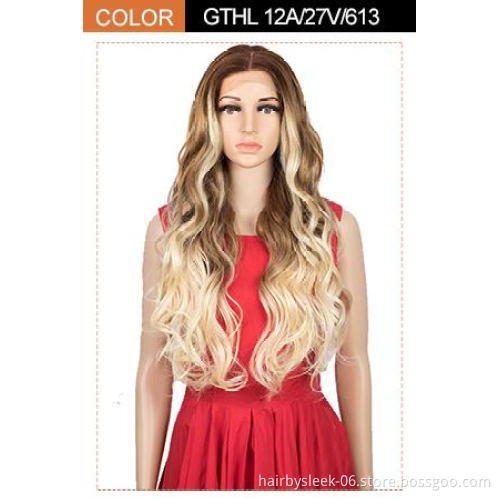 Rebecca Easy 360 Synthetic Lace Front Wig Long Straight or Layered Body Wave Grey blue black color Heat resistant Synthetic Hair